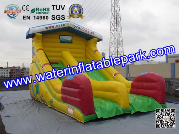 Buy cheap Yellow Super Fun Hire Inflatable Slide With family theme parks from wholesalers