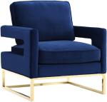 new classic deep blue velvet fabric and stainless steel frame single lounge