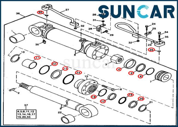 Buy cheap 490 JOHN DEERE AT196477 Boom Hydraulic Cylinder Service Kit Excavator Repair Seal Kits from wholesalers
