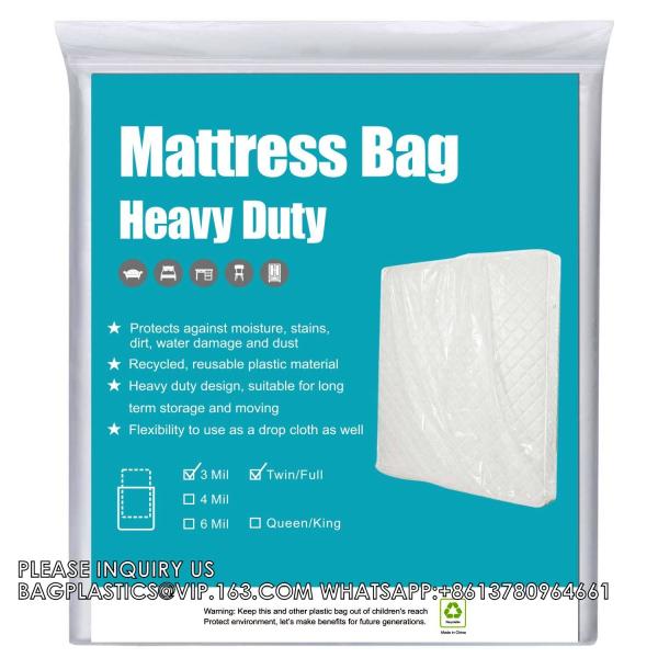 Buy cheap Queen Big Size Gusset Custom Polythene For Storage Plastic Furniture Matress King Size Mattress Bag For Quee from wholesalers