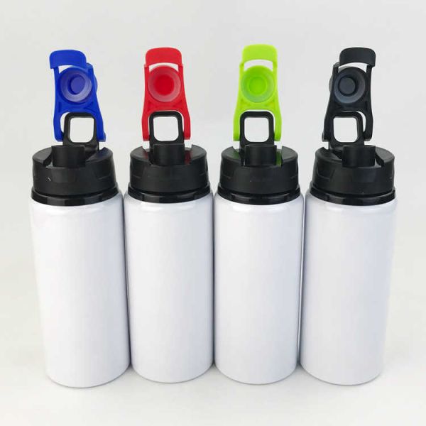 Sublimation Blanks 600ml White Aluminum Sport Water Bottle Portable For Heat Press Transfer Printing