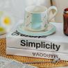 Buy cheap Simple Blue Ceramic Cup And Saucer Set For Cappuccino Or Tea In Europe Design from wholesalers