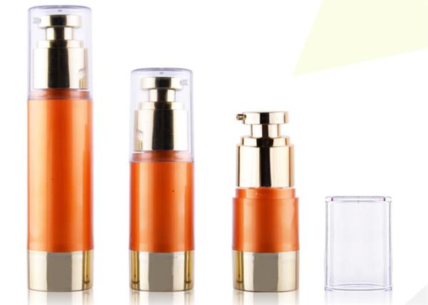 Buy cheap Shiny Gold AS 50ml Plastic Cosmetic Jars , Facial Airless Dispenser Bottles from wholesalers
