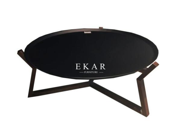 Buy cheap Contemporary Unique Black Walnut Frame Mental Top Coffee Table from wholesalers