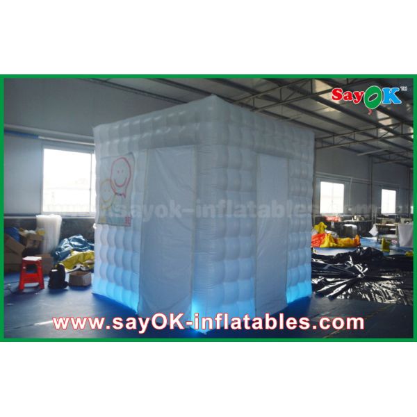 Advertising Booth Displays Two Door Inflatable White Photo Booth Case With Oxford Cloth 2.4 X 2.4 X 2.5