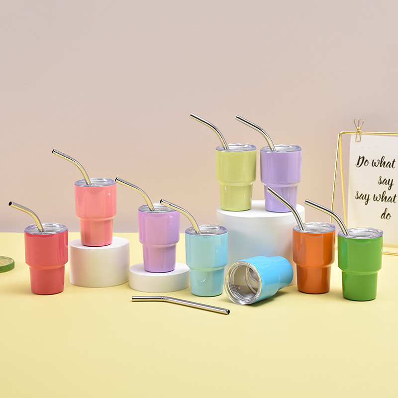 Cute Shot Glasses With Straw 2 Oz , Mini Shot Tumbler With Lid And Straw , Kawaii Insulated Tumblers For Espresso Coffee Spirits Cute Stuff Funny