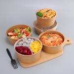 Customized Disposable Kraft Paper Salad Bowl With Lid For Food Paper Container