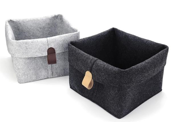 Buy cheap 25*25*18cm Grey Felt Storage Basket Wonderful Design With Leather Handles from wholesalers