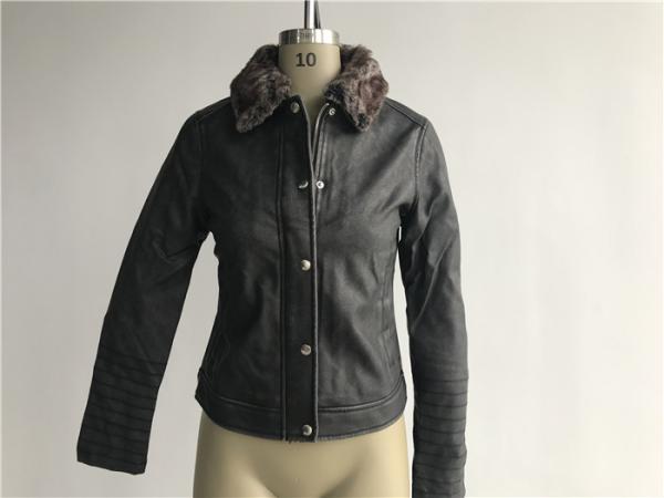 Buy cheap Levis Ladies' Charcoal Pleather Jacket With Detachable Sherpa Collar LEDO1741 from wholesalers