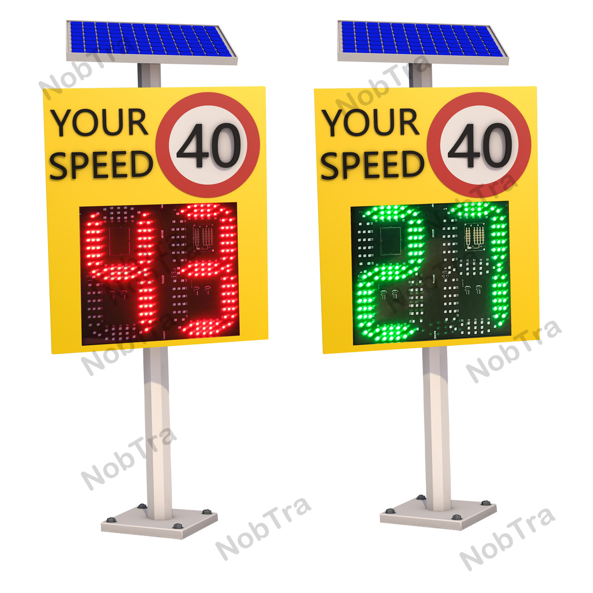 Solar Powered Radar Speed Sign with IP54 LED Display and 60W Solar Panel