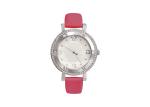 Leather Strap Alloy Case Watch Quartz Movement 3D Plastic Dial Bezel CE Approval