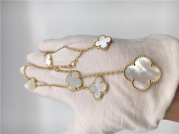 Buy cheap White Mother Of Pearl Van Cleef Arpels Magic Alhambra Necklace 18k Yellow Gold from wholesalers