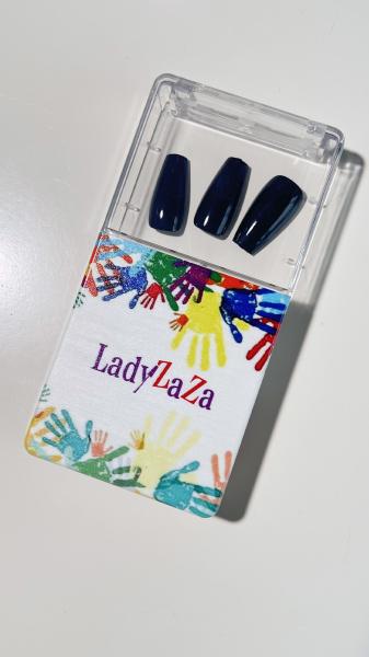 Buy cheap French Tip Handmade Press On Nails Long Pointed Almond Blue Tips And Nude Nails Full Cover Wearable Nail Patches Manufac from wholesalers
