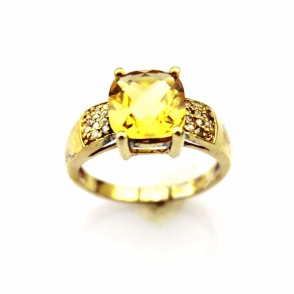 Buy cheap 18k Yellow Gold Plated 925 Silver Ring with 8x10mm Yellow Cubic Zircon (F24) from wholesalers