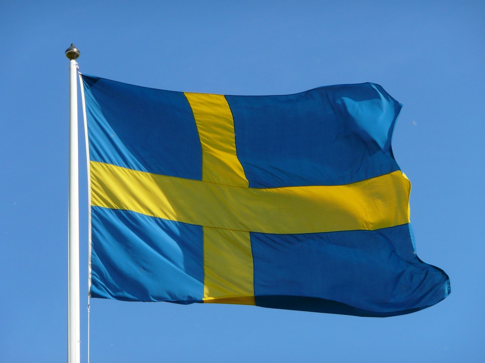 100% Polyester Dark Blue Swedish Flag With Plastic Hook Sweden Flag