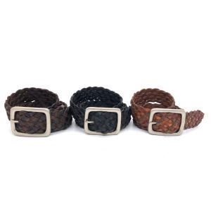 Wholesale 4.0cm Width Mens Casual Leather Belt / Strong Pin Buckle Black Braided Leather Belt from china suppliers