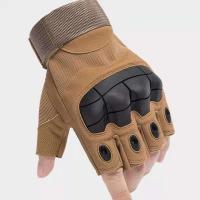 Buy cheap Green Khaki Black Leather PU Half Finger Tactical Gloves Nylon product