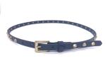 5/8" Width Ladies Rivet Leather Skinny Belt Hexagon Studded For Jeans