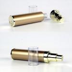 Golden color pump spray sealing type plastic bottle 15ml airless bottle