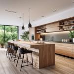 Factory Modern Natural Wood Grain Veneer Melamine Custom Kitchen Cabinets
