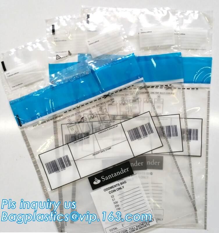 custom logo tamper tear proof plastic bank money envelopes mailing bag, Security Bag/Printed Plastic Security Bags For M