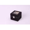 Buy cheap Mens Black Leather Double Watch Box Display Glass Top Jewelry Case Organizer from wholesalers