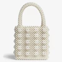 Buy cheap ODM White Pearl Beaded Handbag Acrylic Flat Bead Material 10cm Height product