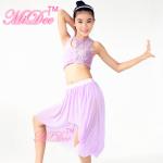 Back Straps Crossing Modern Dance Costumes High Low Skirt Antisymmestic Pleated