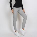 Light Gray Women Riding Leggings Pockets Equestrian Training Pants With Silicone