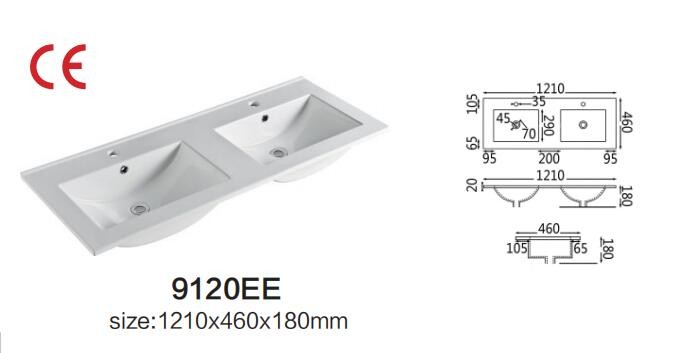600MM Vanity Top Bathroom Sink Countertop Glaze Smooth Double Vessel
