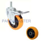 Double Locking Swivel Casters 4 In Polyurethane Caster With Brake