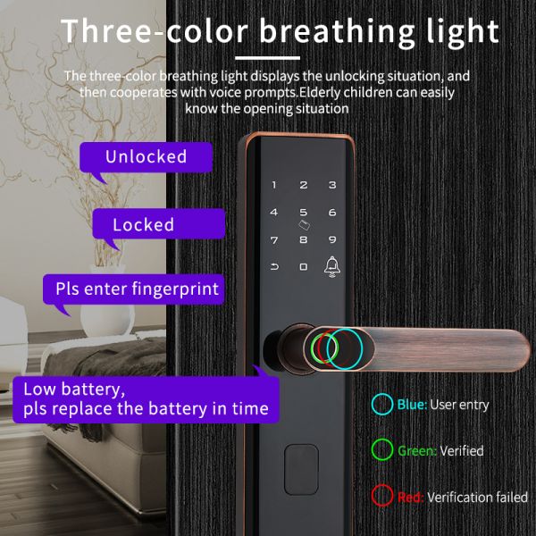 Euro Intelligent Door Lock Tuya Biometric Fingerprint Lock Black