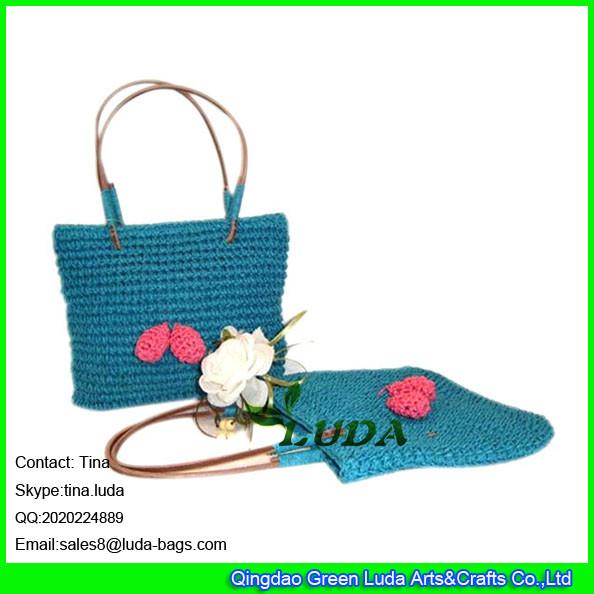 Buy cheap LUDA small fashion kids crocheted letter straw beach bag with flower from wholesalers