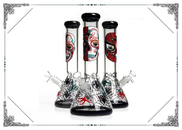 Buy cheap PHOENIX STAR 7MM Beaker Glass Bong Smoking Water Pipe Skull Pattern Pipes from wholesalers