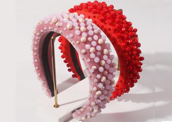 Buy cheap Fashion handmade sewn beads girls headbands influencer popular thick sponge Yiwu accessories from wholesalers