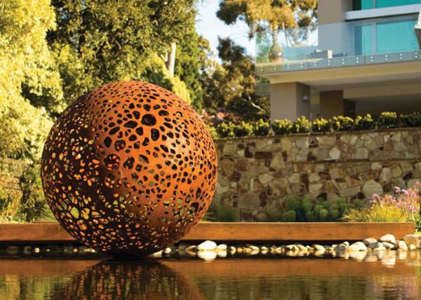 Buy cheap Delicate Corten Steel Carved Hollow Ball Sculpture For Garden Decoration from wholesalers