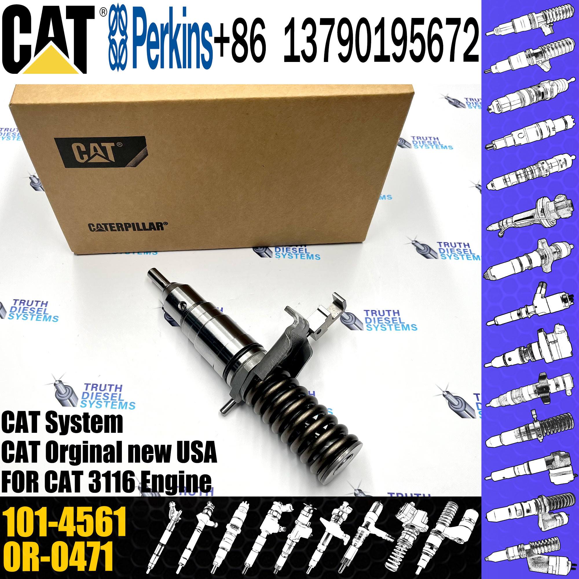 Fuel injector common rail parts injector 101-4561 OR-4374 140-8413 7E-6193 OR-8867 105-1694 OR-8473 Excavator Injector