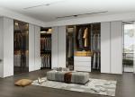 Lacquer MDF Walk In Closet Wardrobe 2400mm Height White Door Black Cabinet