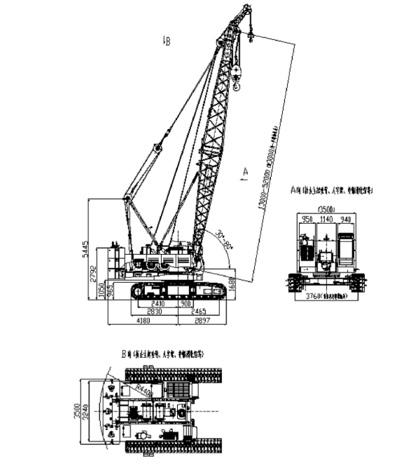 PLC XCMG 55 Ton Crawler Crane With Good Power Performance And Fuel Economy