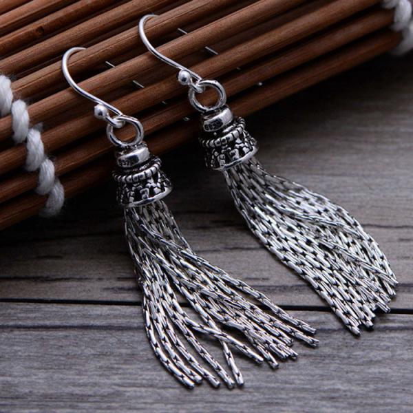 Buy cheap Trendy Retro Women Jewelry Thai 925 Silver Tassels Danlge Earrings(058026) from wholesalers