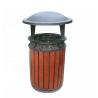 Buy cheap Public Hardwood Wooden Waste Bin With Galvanized Steel Liner from wholesalers