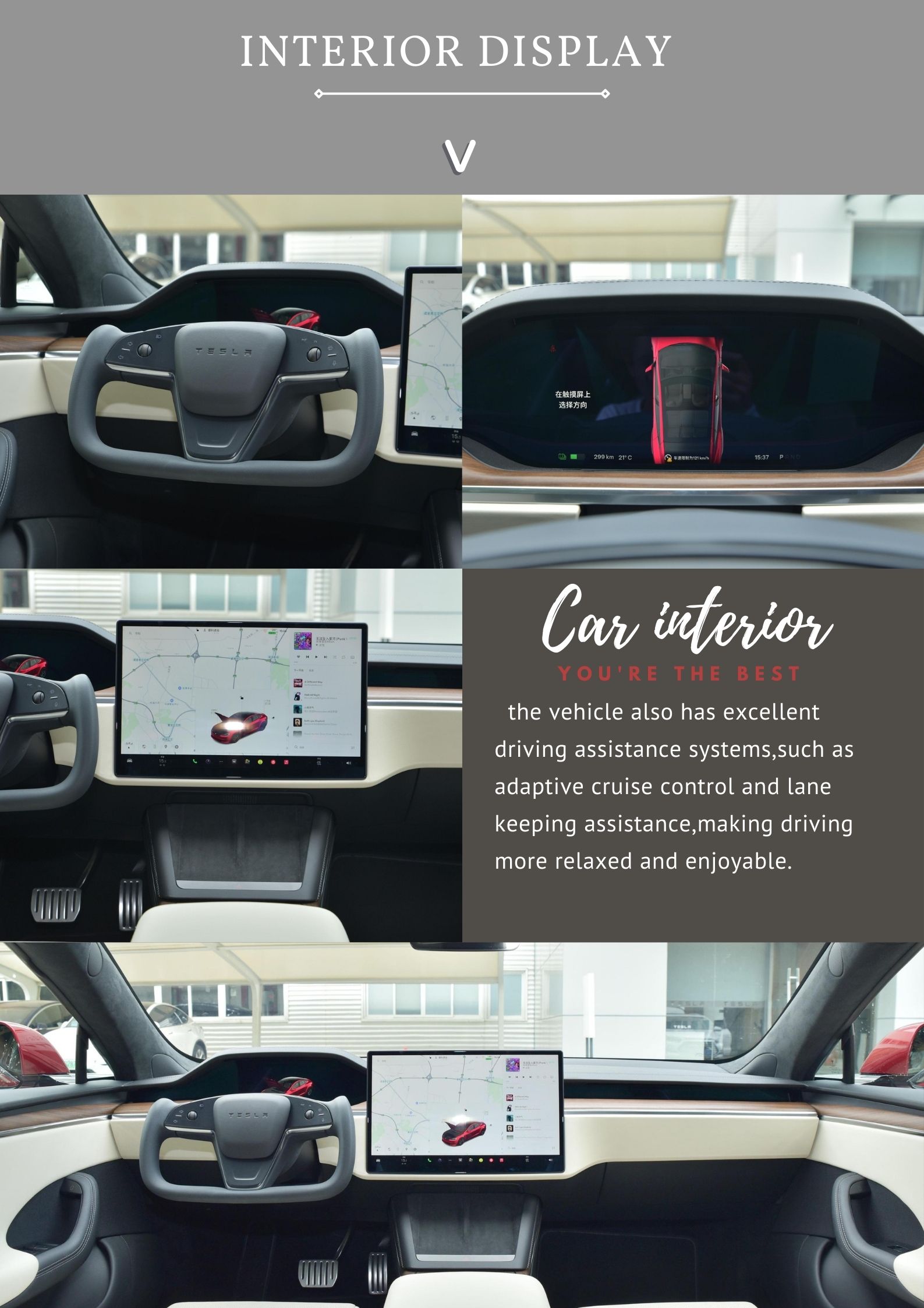 2023 Euro VI Tesla Model S EV Car with High Match Deposit and Rear Track of 1690mm