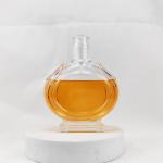 Clear Square Wine Glass Bottle Whiskey Liquor Bottles with Glass Cap Round Shape