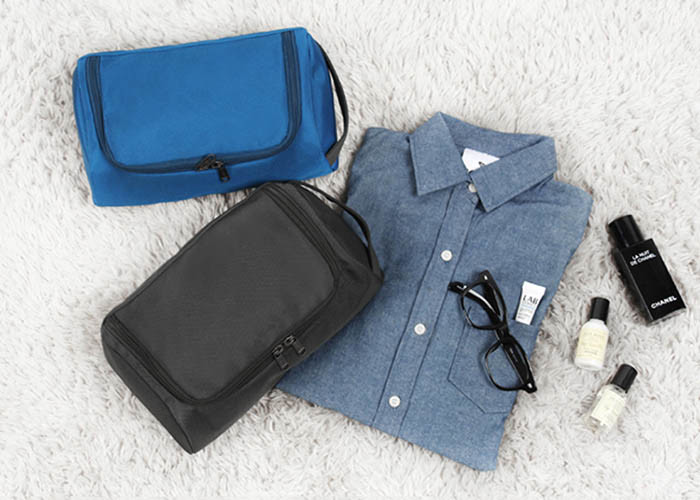 Custom Travel Kit Hanging Toiletry Bag Polyester Waterproof Toiletry Bag With Hook For Men