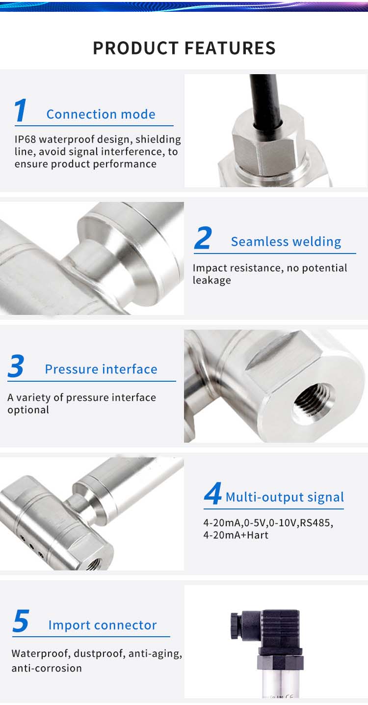 24VDC Silicon Diaphragm Differential Pressure Sensor 600 Kpa Output Signal