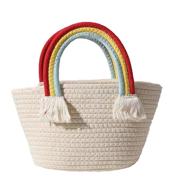 Buy cheap Rainbow Cloud Cotton Woven Bag , Crochet Beach Bag for Seaside Holiday from wholesalers