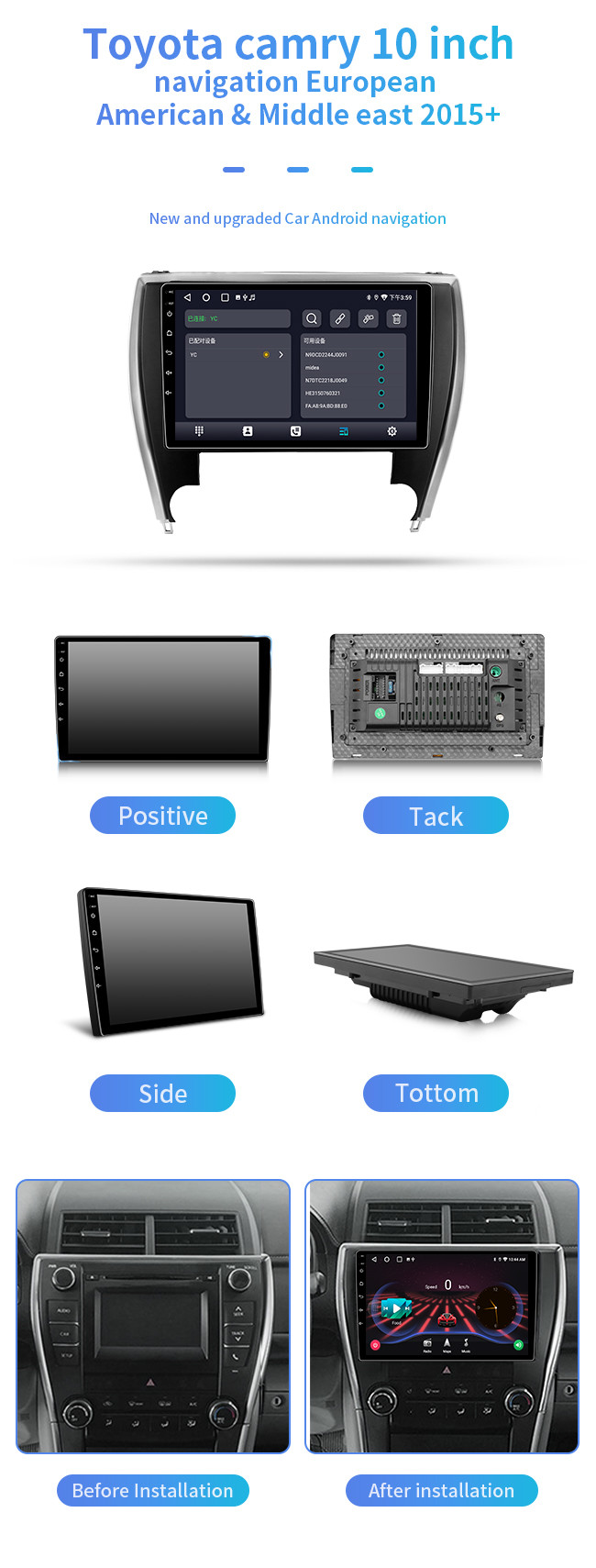 Android 12.0 Car DVD Player GPS Navigation Autoradio Multimedia R For Toyota Camry Middle East