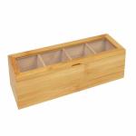 Adjustable Popular Wooden Tea Bag Box 4 Compartment Rectangle Shaped