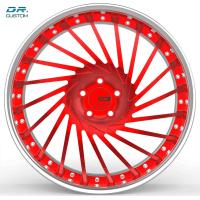 Buy cheap Brushed Red Three Piece Forged Wheels ET45 3 Piece Chrome Wheels product