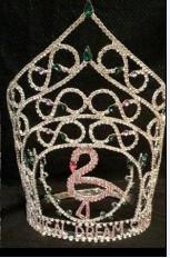 Buy cheap simple design birds crown for summer pageants rhinestone crowns logo on the band silver red stones from wholesalers